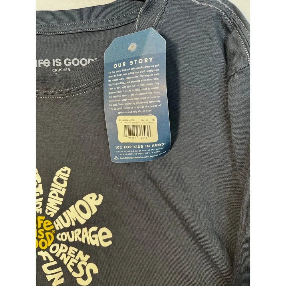NWT Life is Good The Art of Optimism Blue Long  Sleeve Daisy Tee XL - Picture 6 of 8